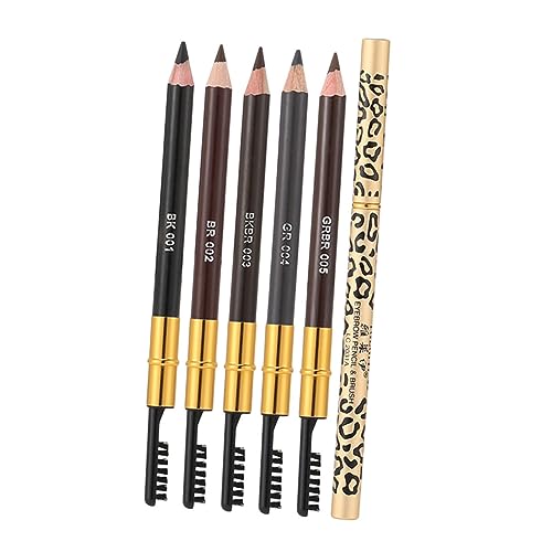 FOMIYES 5pcs Eyebrow Pencil Brush Dark Brown Microblade Eyebrow Pen Makeup Tool Portable Eyeliner Pencils Brush