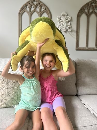 Image of MorisMos 33 Inch Giant Sea Turtle Stuffed Animal Plush Pillow, Large Soft Turtle Plush Toy for Kids, Boys, Girls and Ocean Animal Lovers, Cuddly Green Turtle Pillow for Birthday