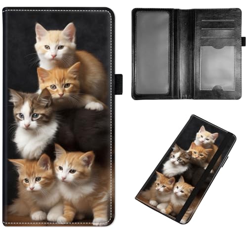 Qindaiwen PU Leather Checkbook Covers for Women, Check book holder for personal checks, checkbook wallet with RFID Blocking, Gift for Men Women, Cute Cats