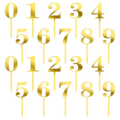 Giantree 20 figuras de números de 0 a 9 números, decoración para tartas, decoración de tartas de acrílico, decoración de tartas, velas de cumpleaños, para fiestas de cumpleaños, fiestas de bodas de