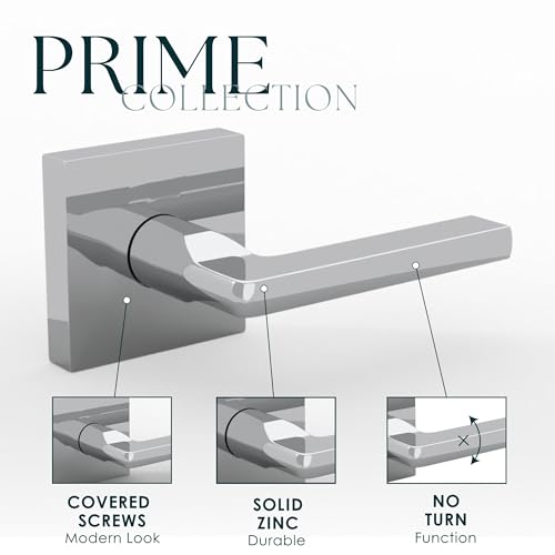 Image of Mega Handles Prime Dummy Door Handles - 4 Pack Heavy Duty Chrome Door Handles, Non-Turning Door Handle for Closet & French Doors, Single Side, Fits All Standard Doors - Polished Chrome