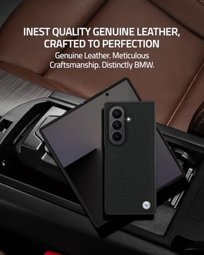 Image of CG MOBILE BMW [Official Licensed] Signature Collection | Genuine Leather Case with Big Wordmark Protective Case /Cover Designed for Galaxy Z Fold 7 (2025) - Black