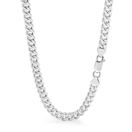 Men Sterling Silver Curb Cuban Link Chain Necklace Woman Italian 3-4-5-6MM 18 