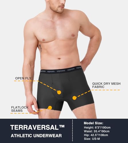 LAPASA Men's Quick Dry Travel Underwear, Terraversal Series Mesh Breathable Trunks/Boxer Briefs/Boxers (2 & 3 Packs)2