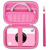 Supmay Hard Travel Case for KODAK Printomatic Full-Color Instant Print Digital Camera, Point and Shoot PRINTOMATIC Camera Carrying Bag with Mesh Pocket for Zink 2x3 Photo Paper, USB Cable, Pink