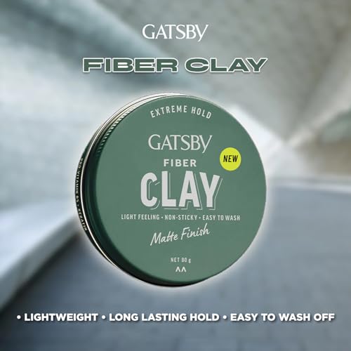 Image of GATSBY Japan's No. 1 Hair Fiber Clay 80g | Matte Finish | Enriched with Pro-Vitamin B5 and Keratin | Volumizing | Strong Hold | Restylable | Easy to Wash Off | Hair Clay for Men