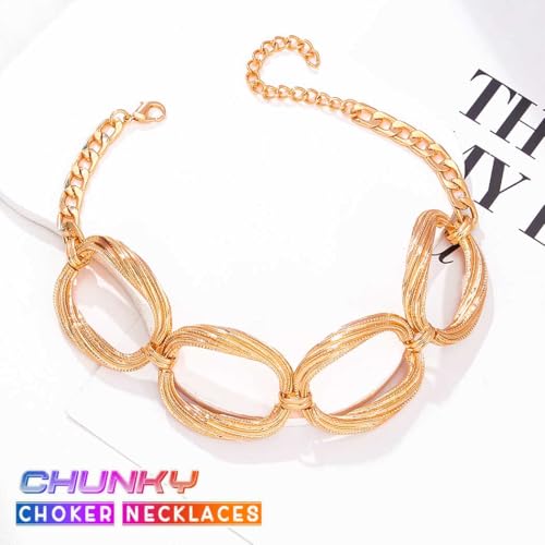 CLOACE Chunky Choker Necklace Gold Thick Necklaces Punk Cuban Chain Jewelry Accessories for Women2