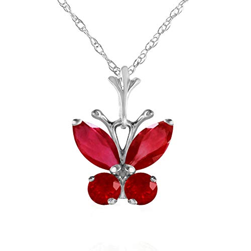 Galaxy Gold GG 14k Solid White Gold Butterfly Necklace Brilliant Ruby
