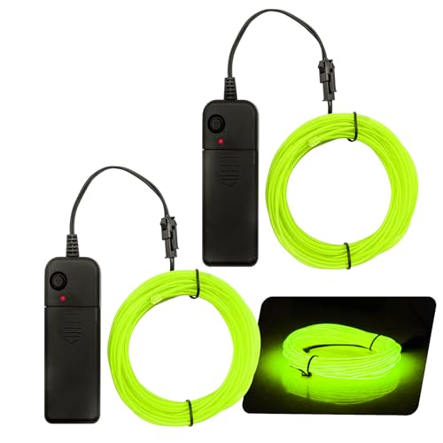 Fil électroluminescent vert fluo Ourbest 5m lot de 2 avec boîtiers à piles pour déco
