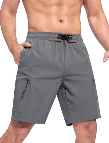 SILKWORLD Mens Swim Trunks Quick Dry Bathing Suit 9 Inch Swim Shorts with Mesh Lining and Zipper Cargo Pockets