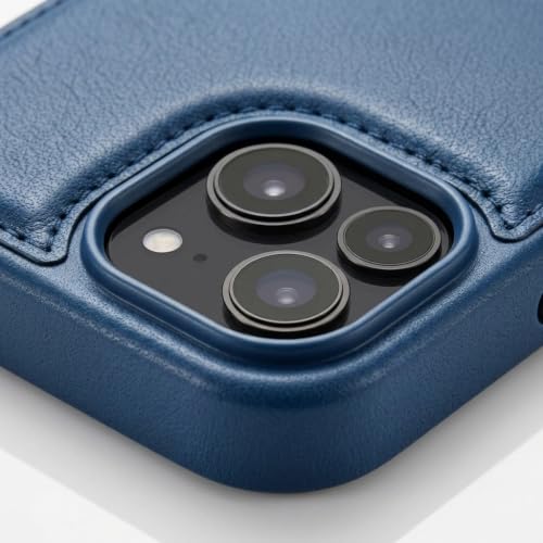 Image of amazon basics Premium PU Leather Case for iPhone 17 Air, MagSafe Compatible Magnetic Ring, Sleek Protective Back Cover - [Blue]