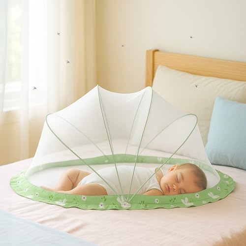 Image of Lifelong Cozy Baby Mosquito Net for Bed|Umbrella Design with Premium Honeycomb Mesh | Portable Foldable Canopy for Infant & Kid Protection|Soft, Breathable,Safe Fabric | 0-2 Years, 90x60x45 (LLCMNK01)