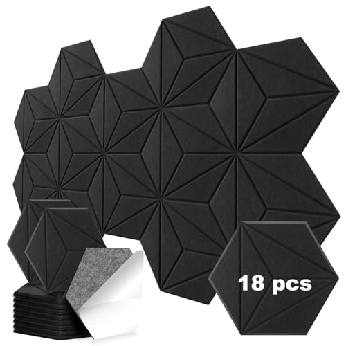 18 Pack Hexagon Acoustic Panels, DIY Sound Proof Foam Panels