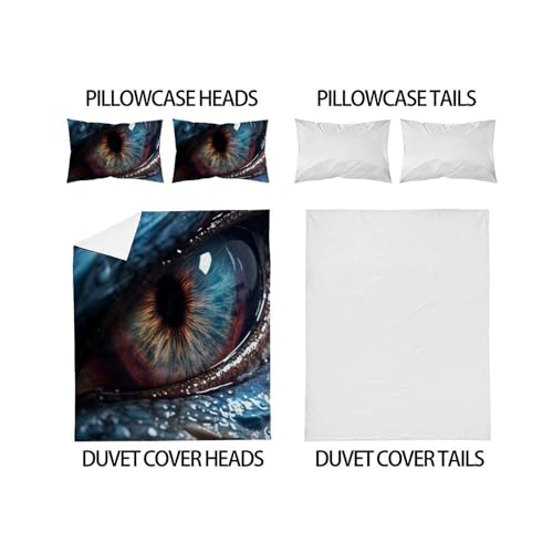 Housse de couette lit double anti-plis imprimé animaux 3D