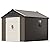Patiowell 8 x 10 ft Outdoor Storage Shed with Floor and Light, Heavy Duty Resin Shed with Combination Lock, Easy-Assemble with Fewer Screws, All Weather Plastic Shed for Backyard, Patio, Garden, Pool