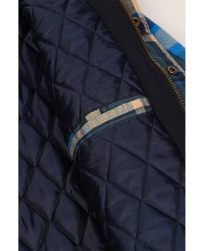 Image of ZENTHACE Men's Quilted Lined Hooded Plaid Jacket,Zipper & Snap Closure