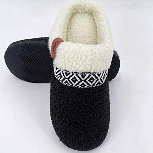 ofoot Womens Winter Warm Cozy House Fur Slippers Slip On Bedroom Shoes Memory Foam Lamb Wool Fleece Lining Indoor Ourdoor Non Skid Rubber Hard Soles4