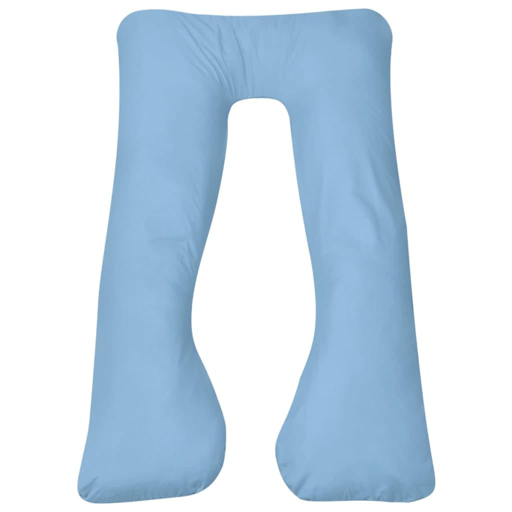 Cojín de maternidad 90 x 145 cm azul claro microfibra con relleno de algodón PP en forma de U ergonómica almohada para dormir de lado para dormir boca abajo y espalda para apoyar y cómodo
