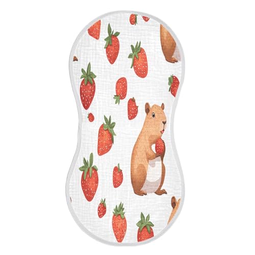 JUZIHAI 4Pack Cute Capybara Baby Burp Cloths Soft Cotton Burp Rags,Super Absorbent Burp Cloth Bag for Newborn Baby Boys/Girls