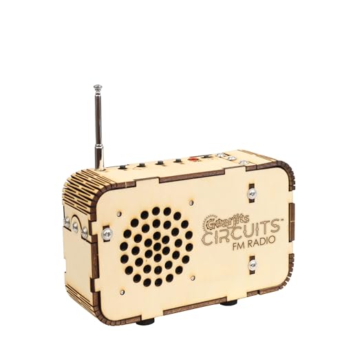 MindWare Gearjits FM Radio Building Set – Build a Real Working FM Radio, STEM Electronics Kit with Wooden Parts, Hands-On Science & Engineering Project
