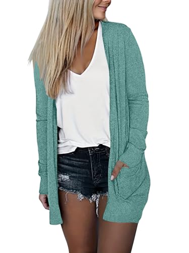 Image of DB MOON Womens Long Cardigan 2026 Fall Lightweight Long Sleeve Open Front Sweater with Pockets