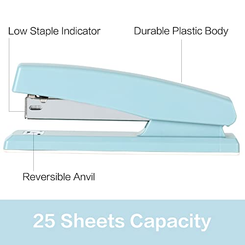 Deli Desktop Stapler - 25 Sheet Capacity, Includes 1000 Staples and Staple Remover, Blue image 2