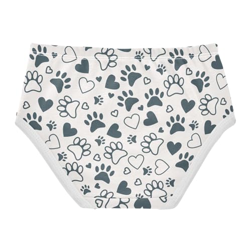 Little Girl Underwear Toddler Panties Kids Undies Dog Paw Loving Heart Soft Cotton Briefs 2T-8Y2