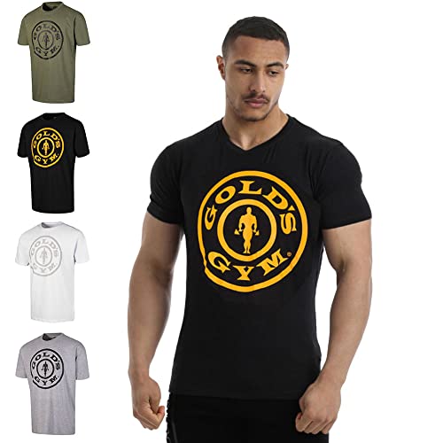 Gold's Gym Ggts149 T-Shirt de Sport, Noir/Or, L Homme