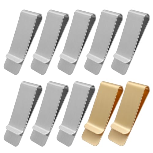 10 Pcs Slim Money Clips for Men, Stainless Steel Cash Clip Minimalist Credit Business Card Holder, Silver Gold