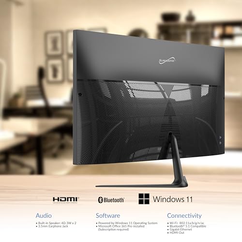 Image of Supersonic SC-5527AIO 27 inch Windows All-in-1 Desktop Computer, N100 Quad-Core, 16GB RAM, 512GB SSD, Windows 11, UHD 750, Office 365, Wi-Fi, BT 5.1, HDMI, Speakers, USB, Keyboard & Mouse Included