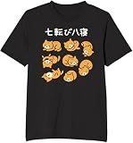 [オリメイク] 七転び八寝 ネコ tシャツ おもしろ 面白tシャツ 文字 ブラック 2XLサイズ