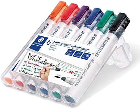 Esselte 127928 Ref 54830/54832 Copy-Safe Folder Plastic Cut Flush A4 - Transparent, Pack of 100 &STAEDTLER 351WP6 Lumocolour Whiteboard Marker with Bullet Tip, Multicolor , Pack of 6