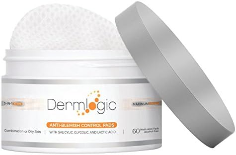 Acne Treatment Control Pads- Contains Salicylic, Glycolic, & Lactic Acid for Face & Body. Clears Away Clogged Pores, Oily Skin & Cystic Breakouts. Removes Dark Spots, Blackhead & Whitehead Pimples