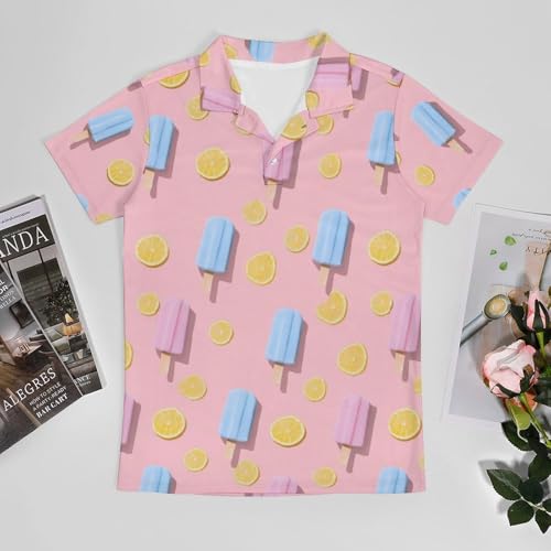 Boys' Classic Polo Shirts Short Sleeve Moisture-Wicking Golf & Tennis Shirts for Youth Teens Lemon Ice Pops3