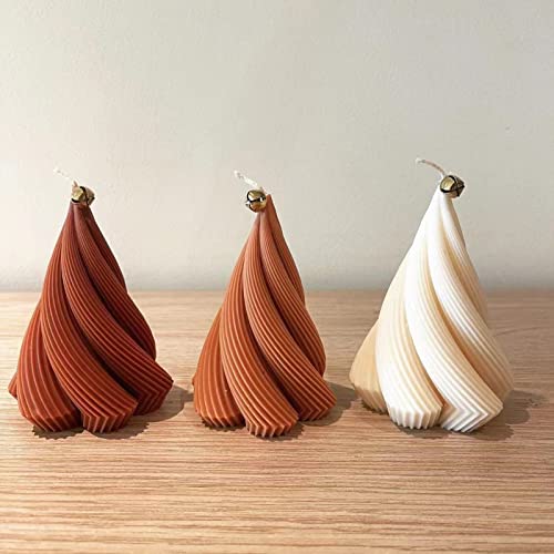 Lsleva 2-Pack Spiral Cone Shape Silicone Candle Molds, Diy 3D Geometric Candle Molds For Candle Making Resin Soap Casting Chocolate, Xmas Pillar Tree Shape Molds For Christmas Gifts, 4.9"+4" #TOP6