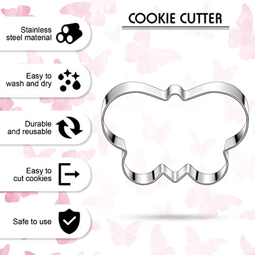 8 Pieces Butterfly Cookie Cutter Set Stainless Steel Metal Biscuit Cutter Mould And 6 Pieces Sugar Stirring Pins For Sandwich Chocolate Fondant Biscuit Cake Kitchen Baking #TOP2