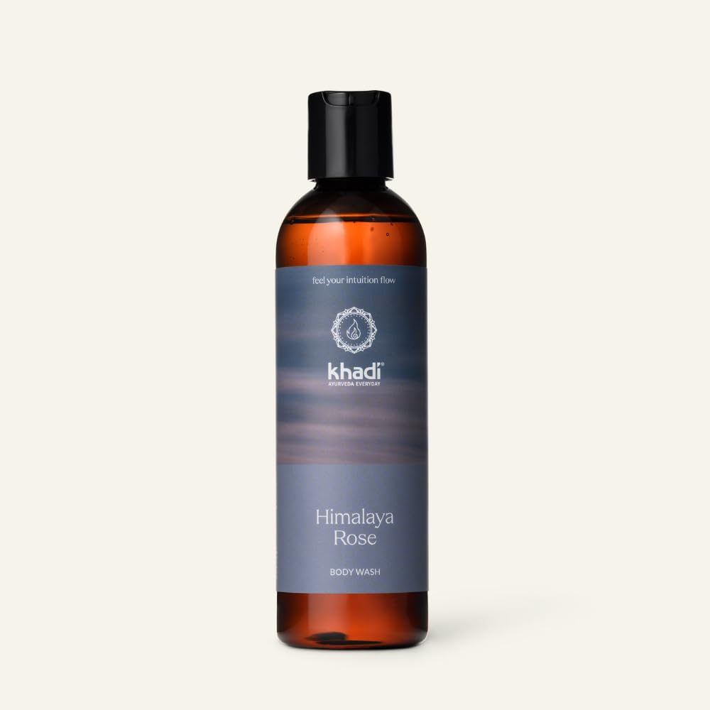 KHADI HIMALAYA ROSE BODYWASH – Ayurvedic Shower Gel – 100% Natural – A gentle, thorough cleanse with lasting care – Regenerating and Balancing – Rose, Bergamot & Mandarin – 200ml