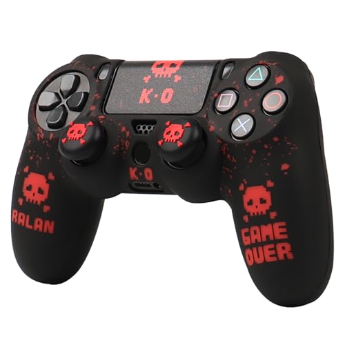 Image of RALAN Pixelated Skull Design Controller Skin Cover with 2 Thumb Grips Compatible with PS4 /Playstation 4 Slim /Pro Controller