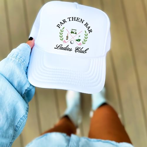 Image of Par Then Bar Ladies Club Funny Golfer Women's Classic 5 Panel Mesh Snap Back Trucker Hat