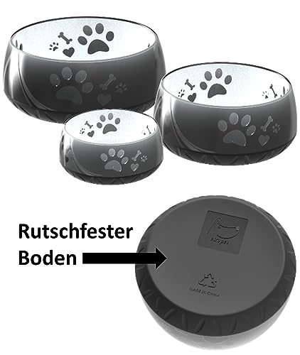 Hundenapf für Kleine und Große Hunde - Futternapf/Trinknapf S/M/L Rutschfest (M 1010ml für Mittlere Hunde, Schwarz)