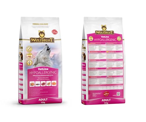 Wolfsblut Vetline Hundefutter - Hypoallergenic, 2x12kg - Sparbundel, Sparpaket - inklusive Warnicks Tierfutterservice Hundesnack Goodie