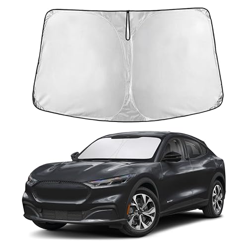 Image of EcoNour Custom Windshield Sun Shade for Ford Mustang Mach-E 2021-2026 | Performance Crossover Front Window Heat & UV Shield | Foldable Multi-Layer Sun Cover