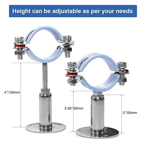 Akihisa 3-1/2 Inch Ceiling Mount Pipe Support,2 Pack Adjustable 304 Stainless Steel Split Ring Hanger Range 80-89Mm(50+50Mm) #TOP2
