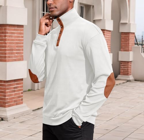 2025 Men Corduroy Long Sleeve Crewneck Pullover Sweatshirts Thermal Stand Collar Heavyweight Casual Button Sweatshirts4