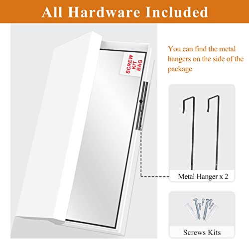 Image of NeuType Over The Door Mirror Full Length Mirror Hanging Over Door or Leaning Against Wall or Mounted On Wall, Aluminum Alloy Frame,Metal Hanger, 43 inchx16 inch, Black