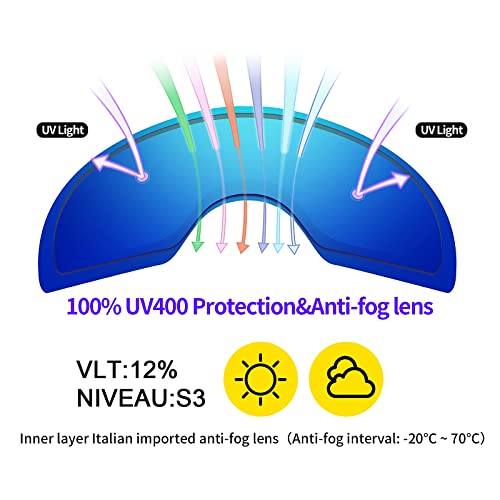 Supertrip Ski Goggles Womens Mens,Anti-fog Anti-glare Skiing Snowboard goggles with 100% UV400 Protection,Helmet Compatible - Image 2