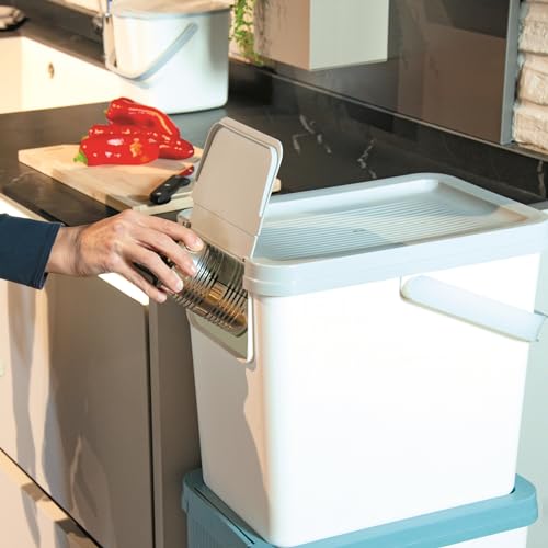 Image of Snips - 25L Differentiated Waste Bin, Differentiated Garbage Bin for Indoor, Outdoor and Kitchen Stackable 26 x 36 x 34 cm, Garbage Bucket and Adhesives Included for White Collection Materials Made in