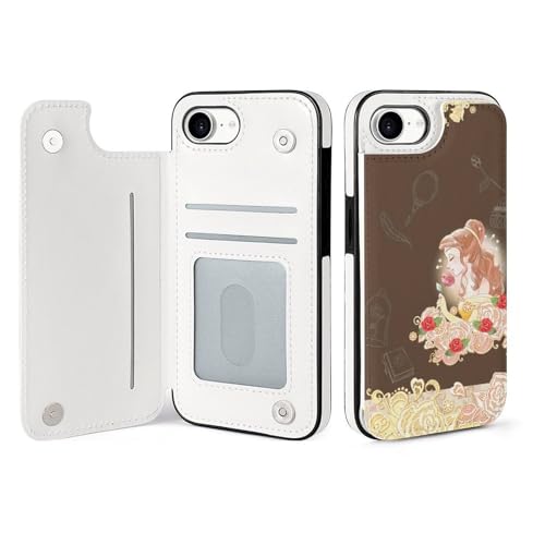 手帳型 美女と野獣 ベル 対応 IPhone16E ケース カード収納 スマホケース 財布型 携帯ケース 軽量 全面保護 スタンド機能