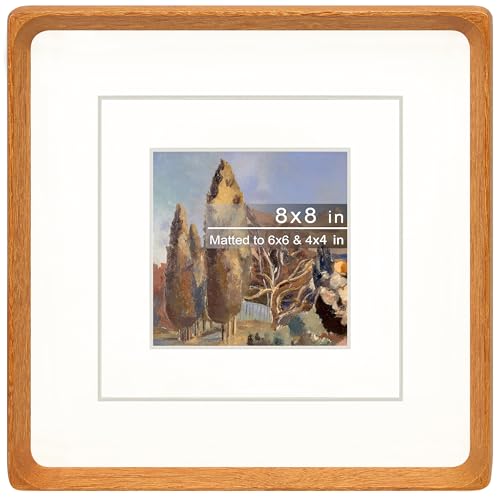 Gdfmsc Square 8x8 Picture Frame with Mat for 4x4/6x6, Natural