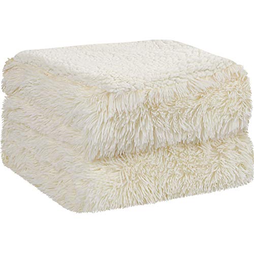 PiccoCasa Shaggy Faux Fur Blanket Twin Size - Soft Warm Sherpa Throw Blanket for Sofa, Couch and Bed - Luxury Plush Fluffy Reversible Fleece Blankets As Gifts (60